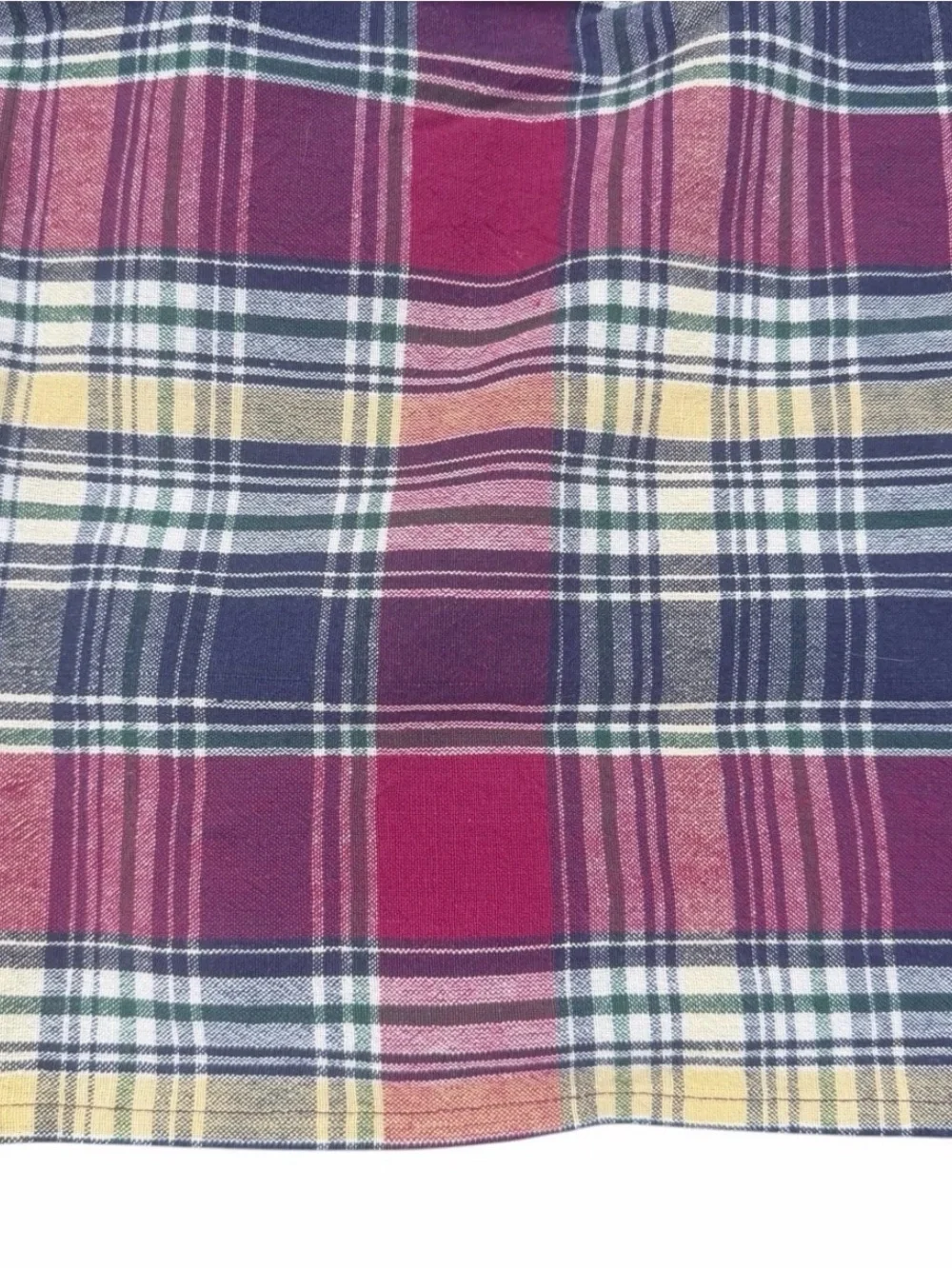 Madras Plaid Tablecloth Navy Square Dining Linen Picnic Park Concert